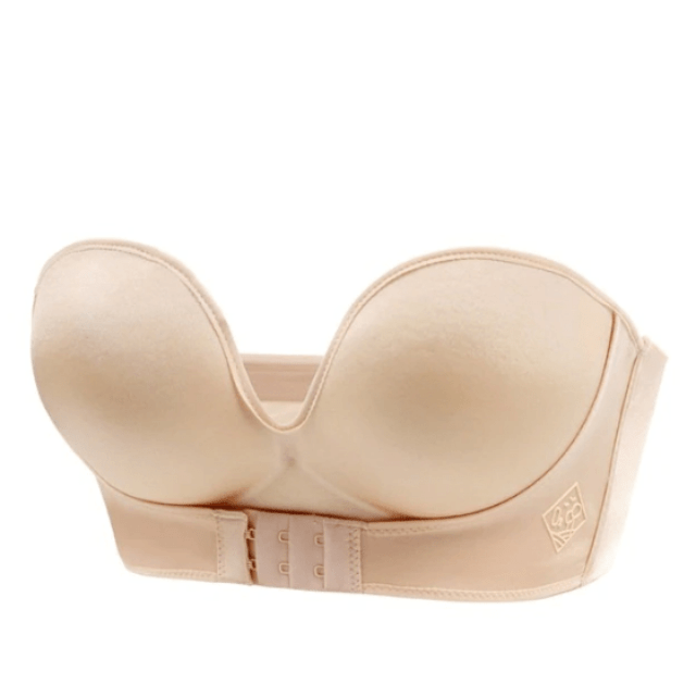 Strapless Invisible Bra with Front Buckle and Seamless Fit