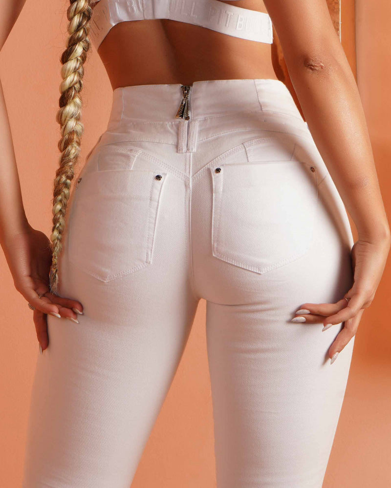 High-Waisted Skinny Jeans with Butt-Lifting Design