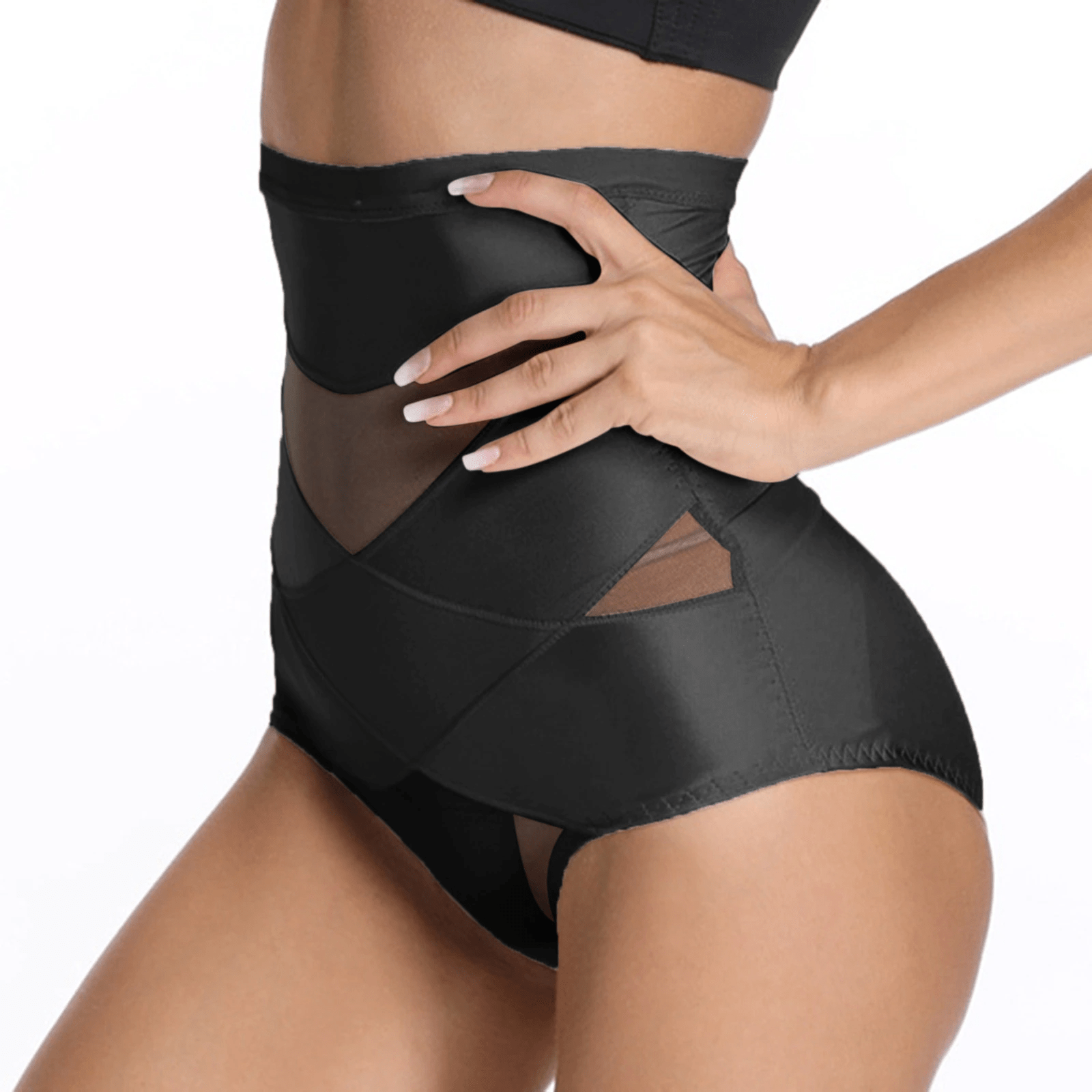 Seamless High-Waist Compression Brief with Cross Front Design